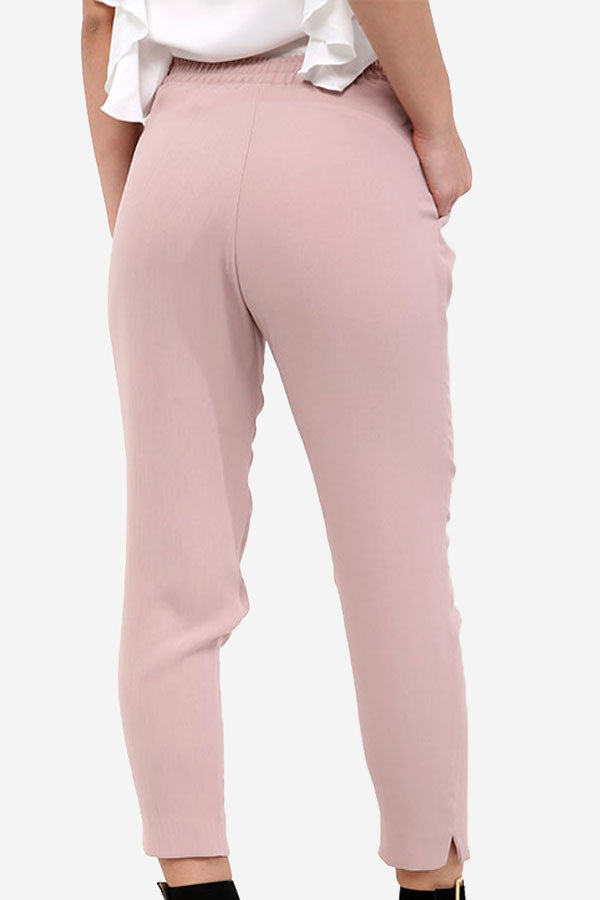 Pink Belted Relaxed Fit Trousers