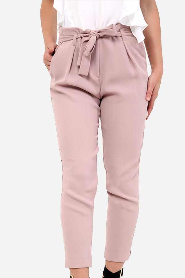 Pink High Waisted Cigarette Trousers