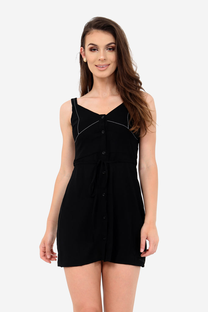 Black Short Button Down Dress