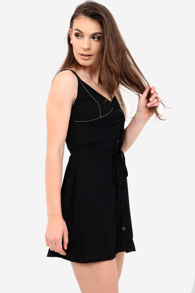 Black Short Button Down Dress