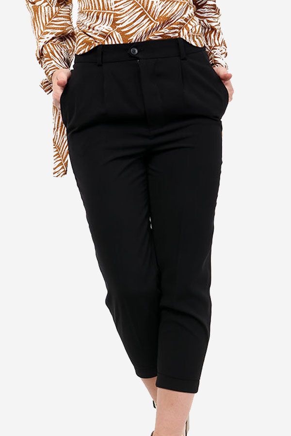 Black Button up Straight Leg Trousers