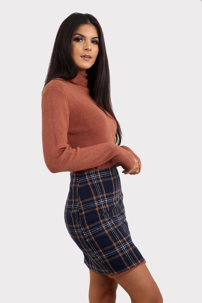 Navy Plaid Mini Skirt