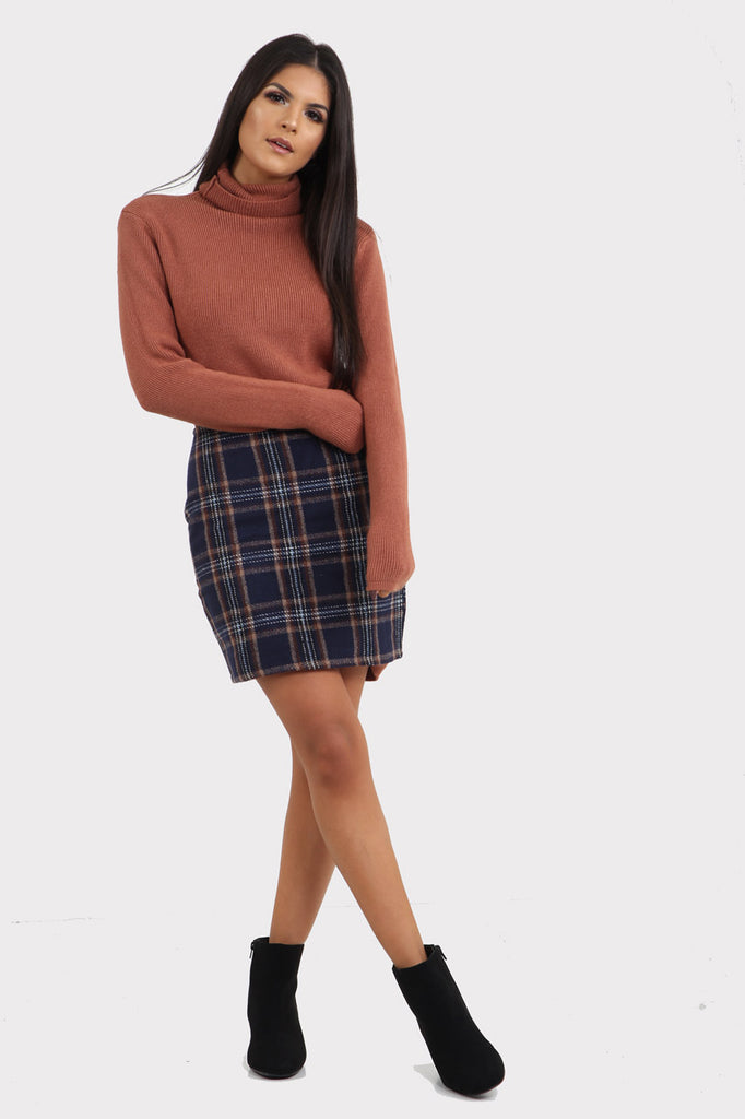 Navy Plaid Mini Skirt