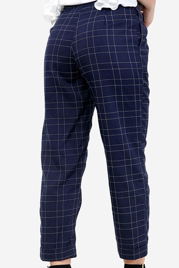 Navy Checkered Trousers