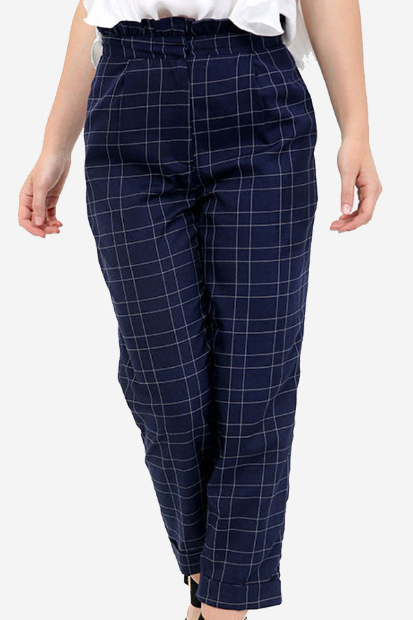 Navy Checkered Trousers