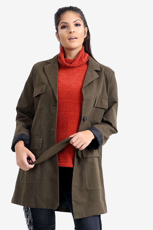 Khaki Cotton Trench Coat