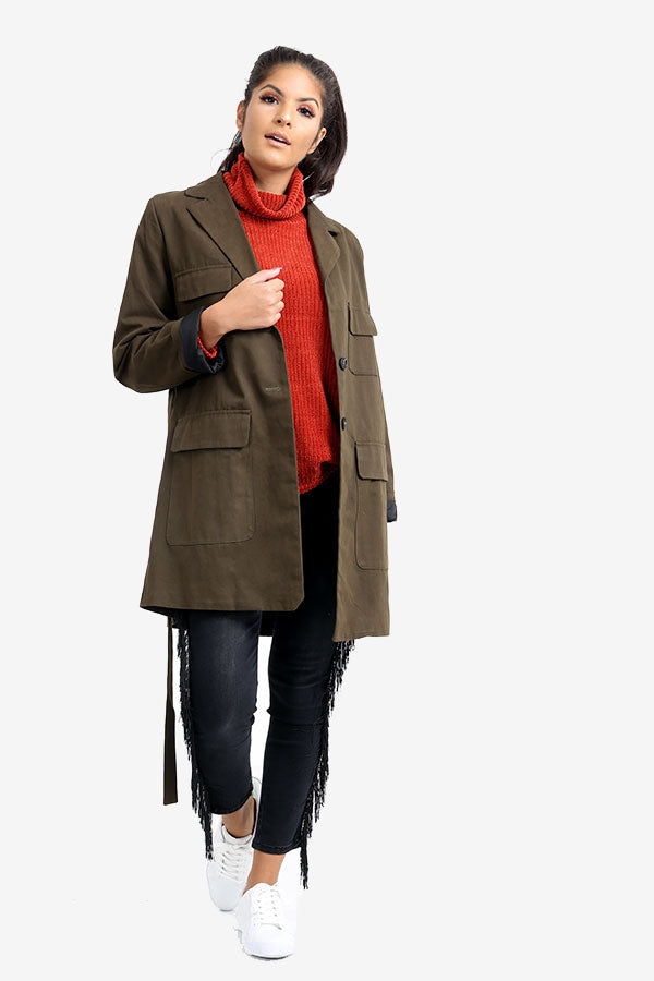 Khaki Cotton Trench Coat