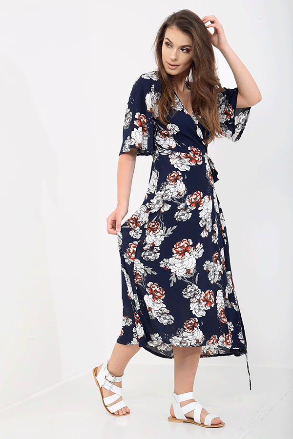 Floral wrap maxi dress