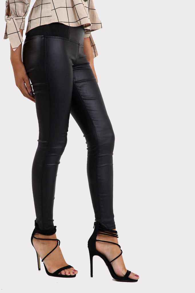 Black Leather Look Skinny Leggings