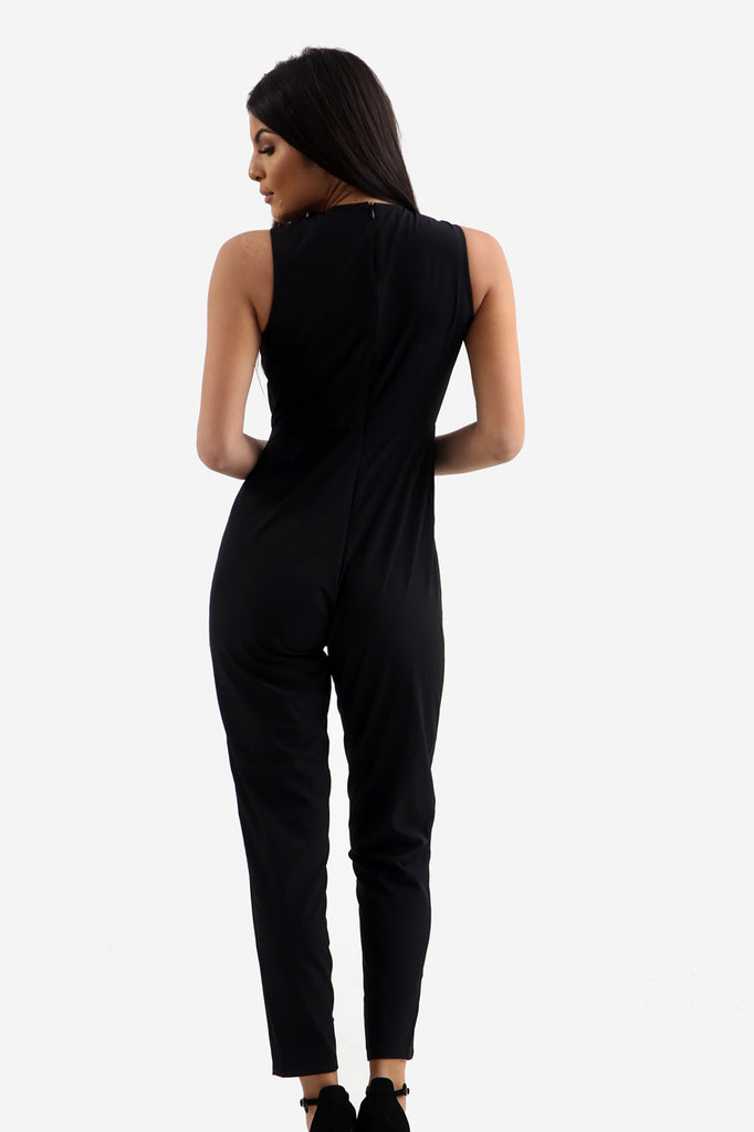 Black Fitted Jumpsuit With Chest Detail