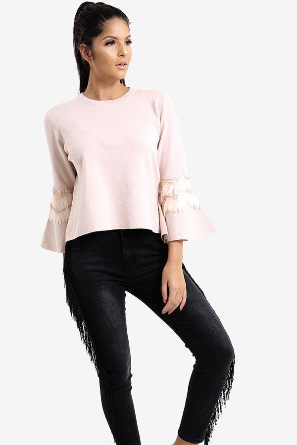 Pink Flared Sleeve Jumper