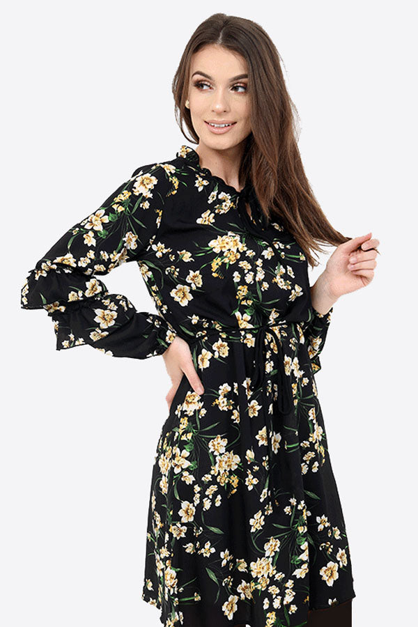 Black Floral Shift Dress