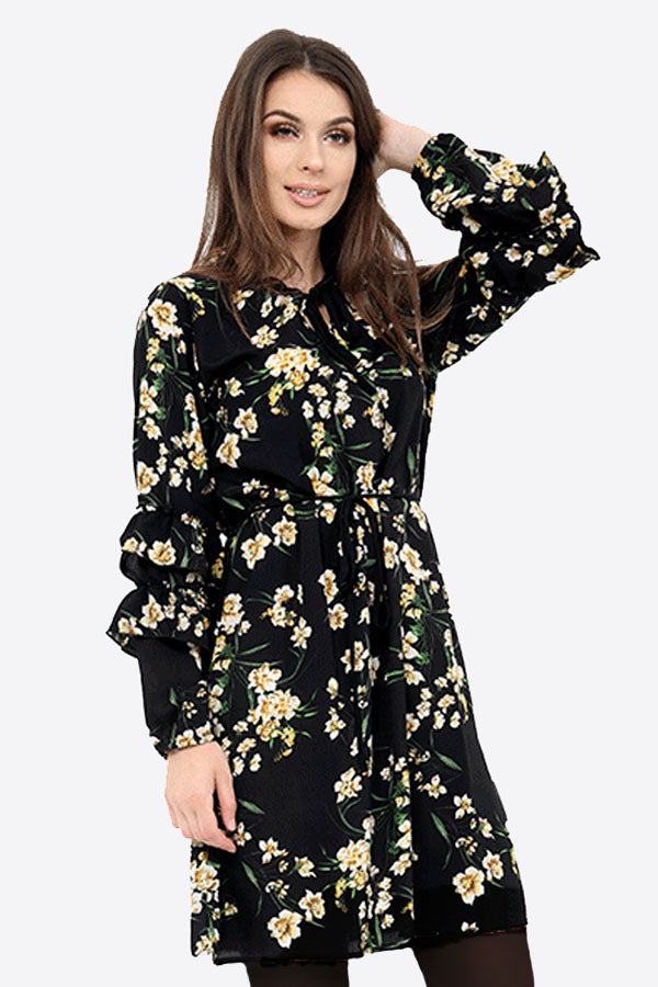 Black Floral Shift Dress