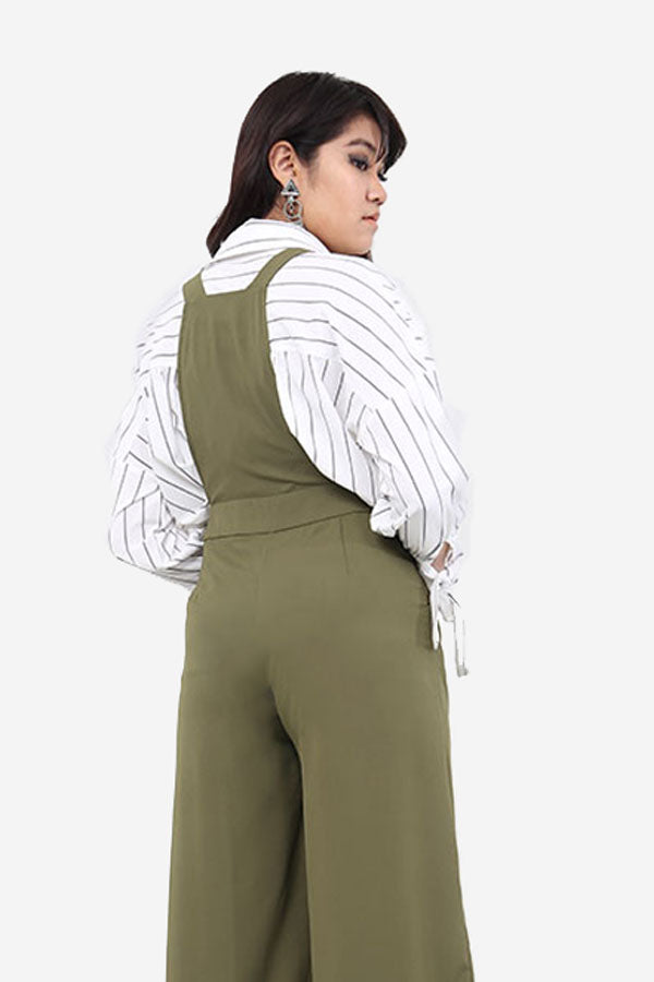 Khaki Dungaree Style Jumpsuit