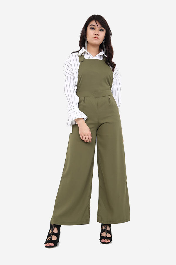 Khaki Dungaree Style Jumpsuit