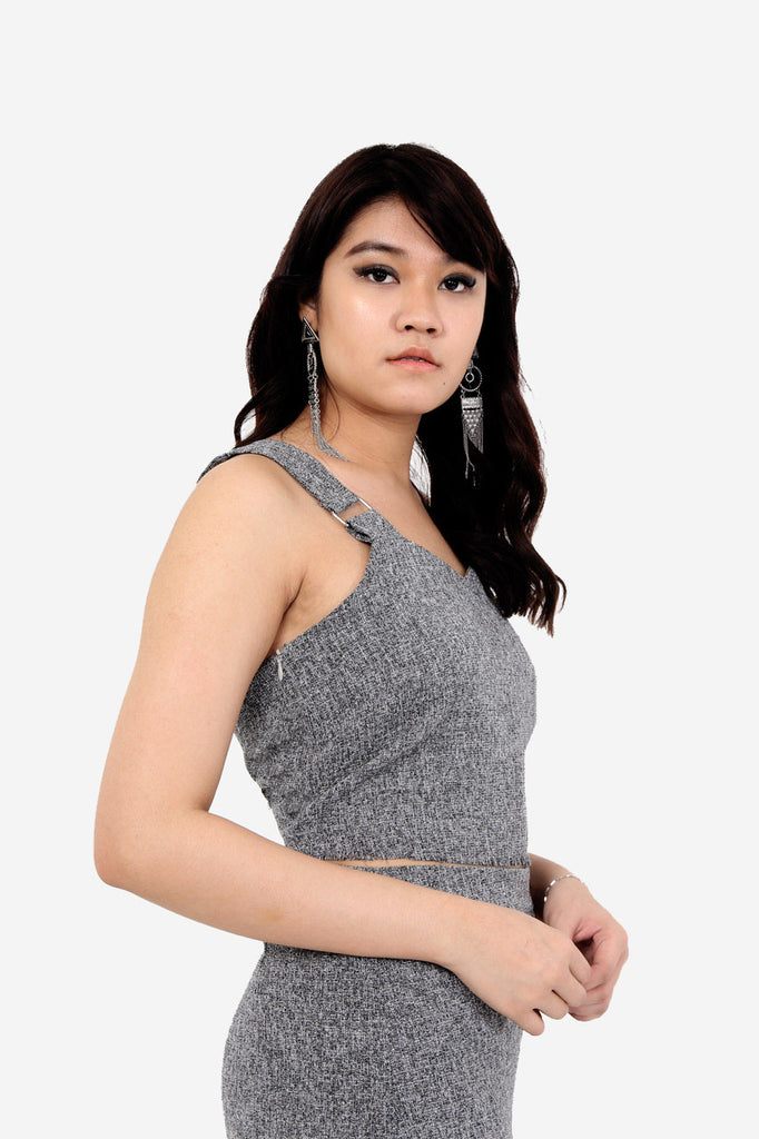 Grey Textured Crop Top Bralet