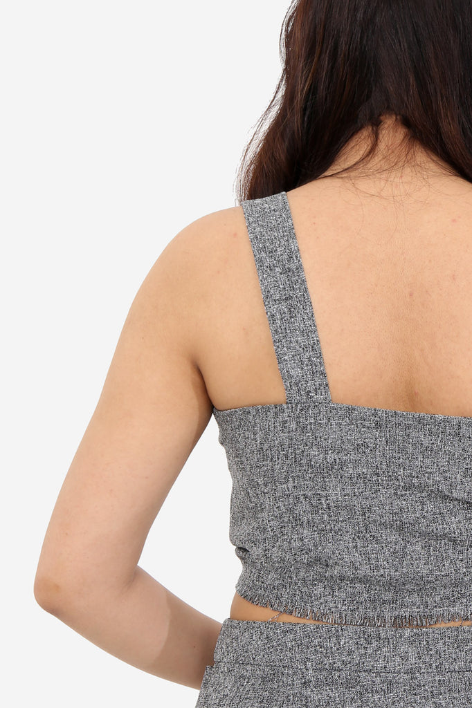 Grey Textured Crop Top Bralet