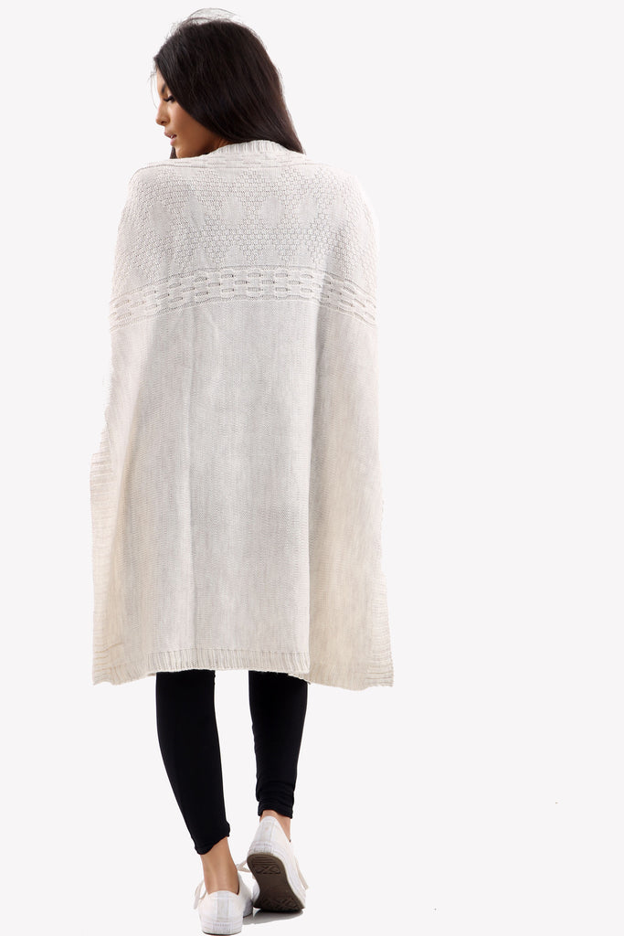 Cream Long Sleeve Knitted Jumper With Side Splits