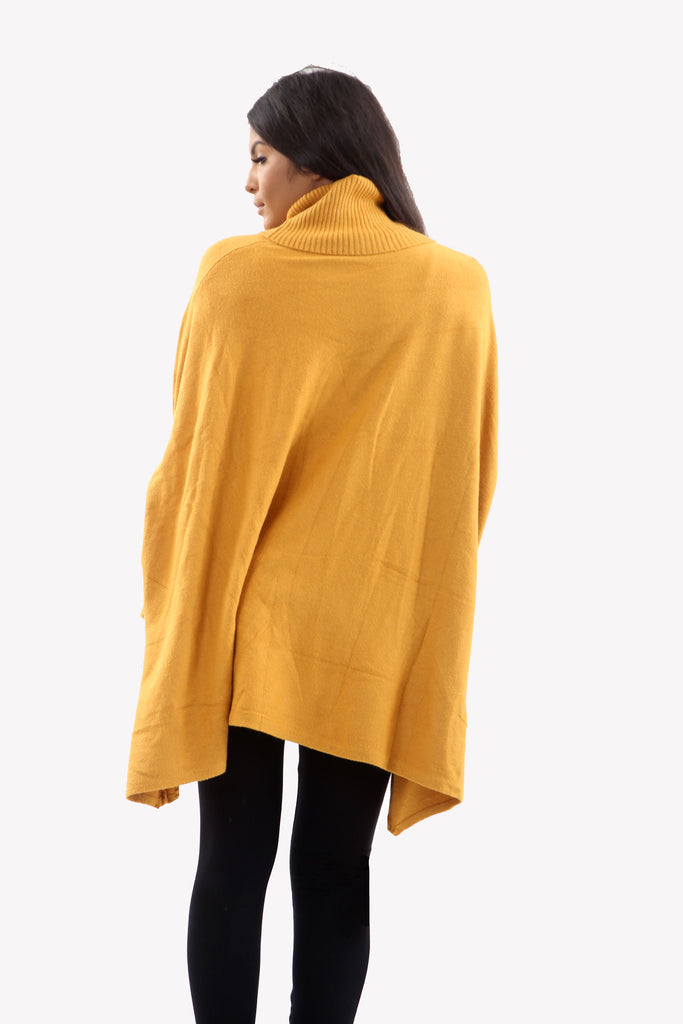 Mustard Roll Neck Batwing Oversized Soft Jumper