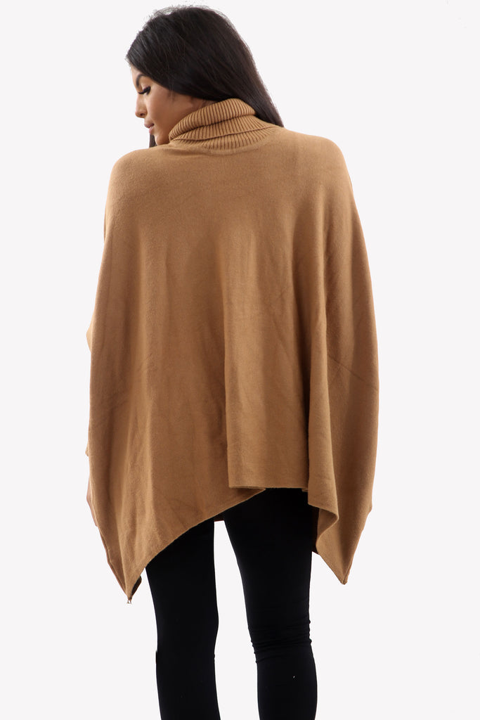 Camel Roll Neck Batwing Oversized Soft Jumper