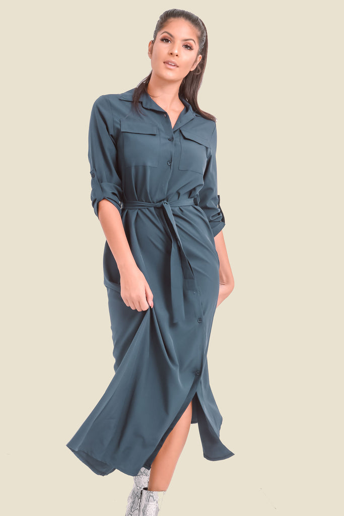 Navy Maxi Shirt Dress