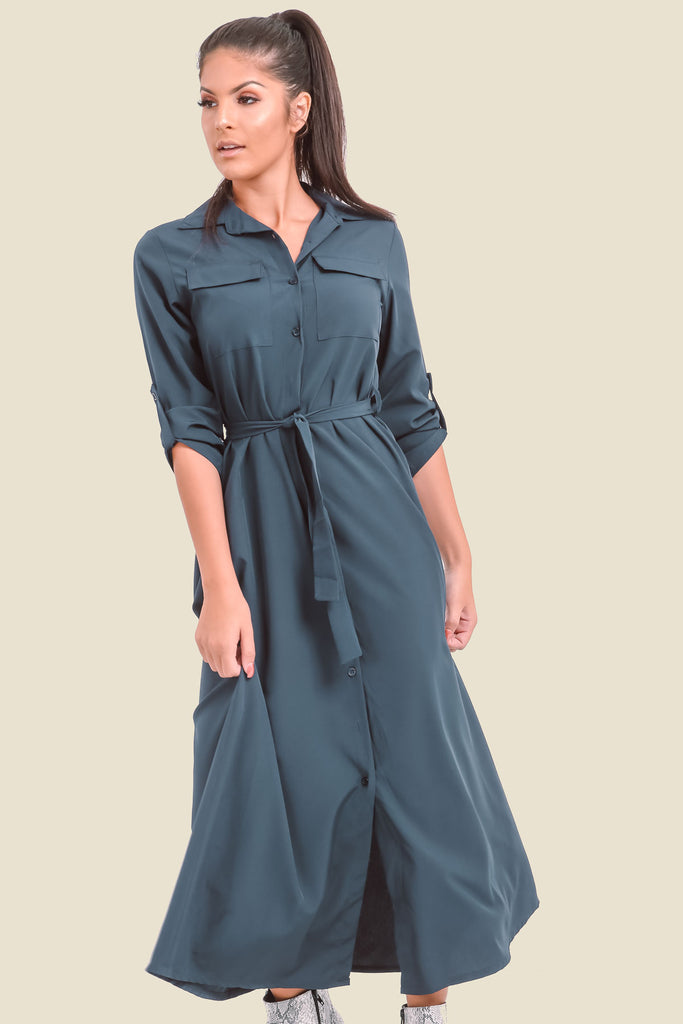 Navy Maxi Shirt Dress