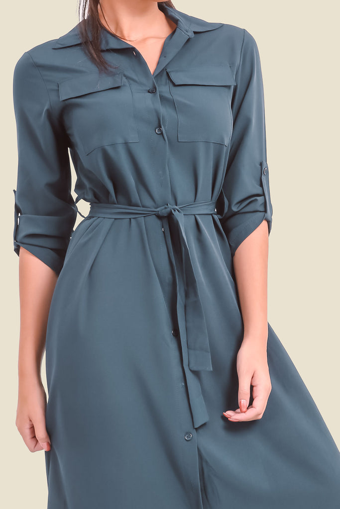 Navy Maxi Shirt Dress