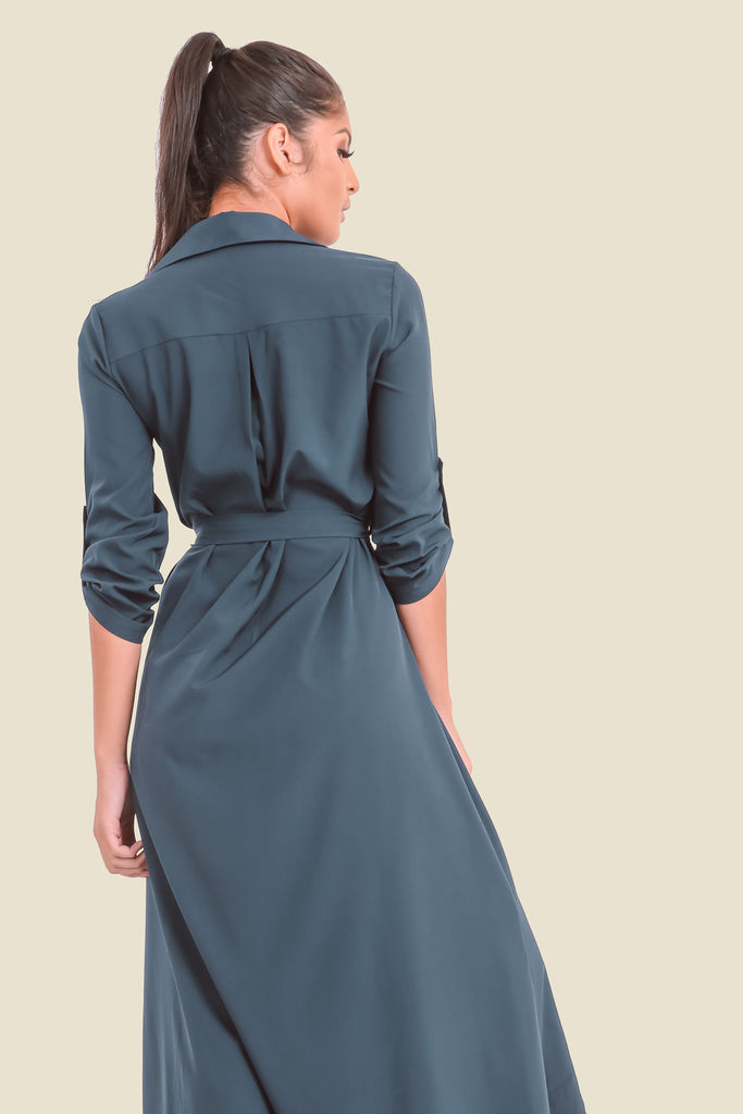 Navy Maxi Shirt Dress