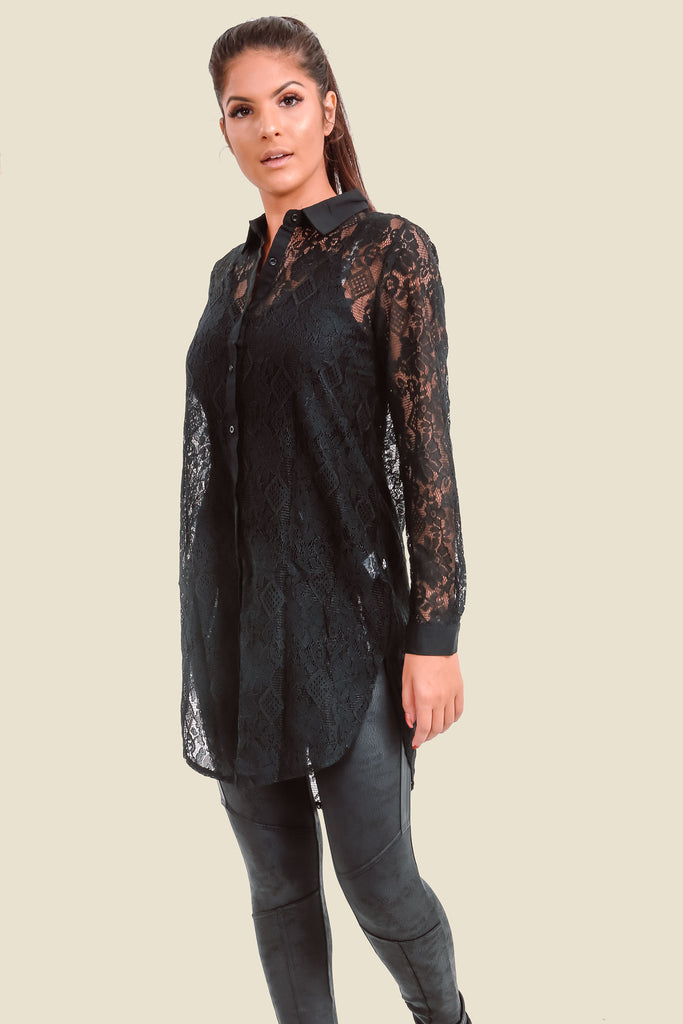 Black Long Lace Shirt