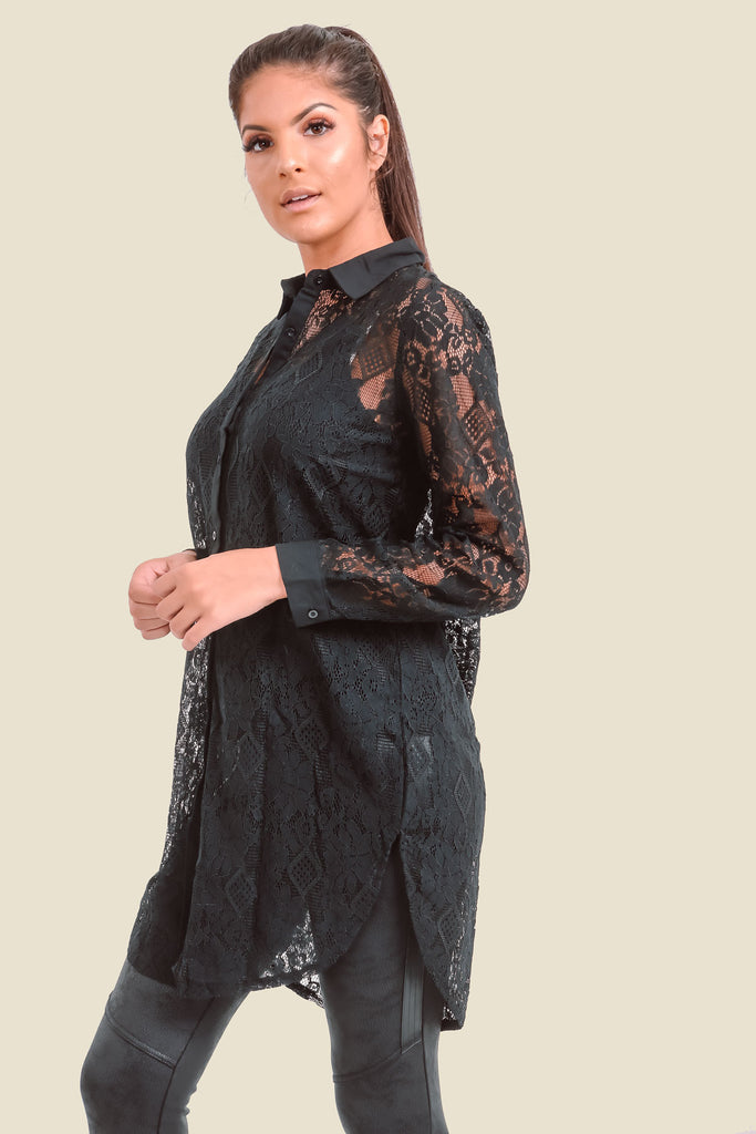 Black Long Lace Shirt