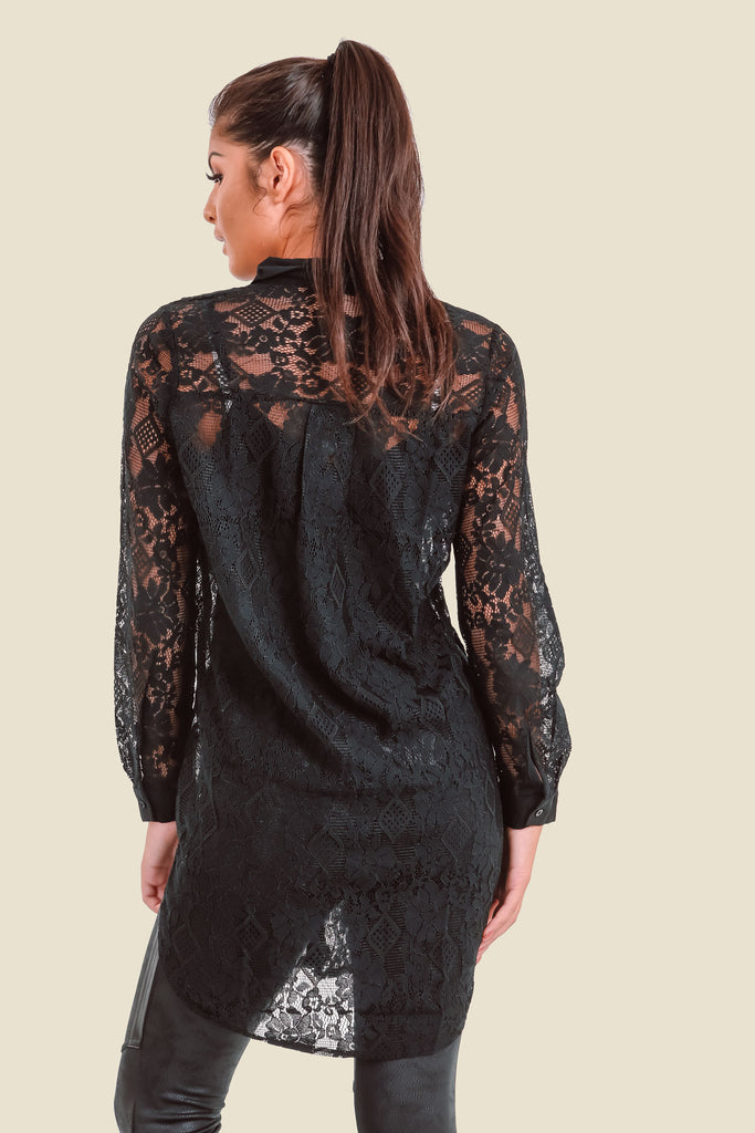 Black Long Lace Shirt