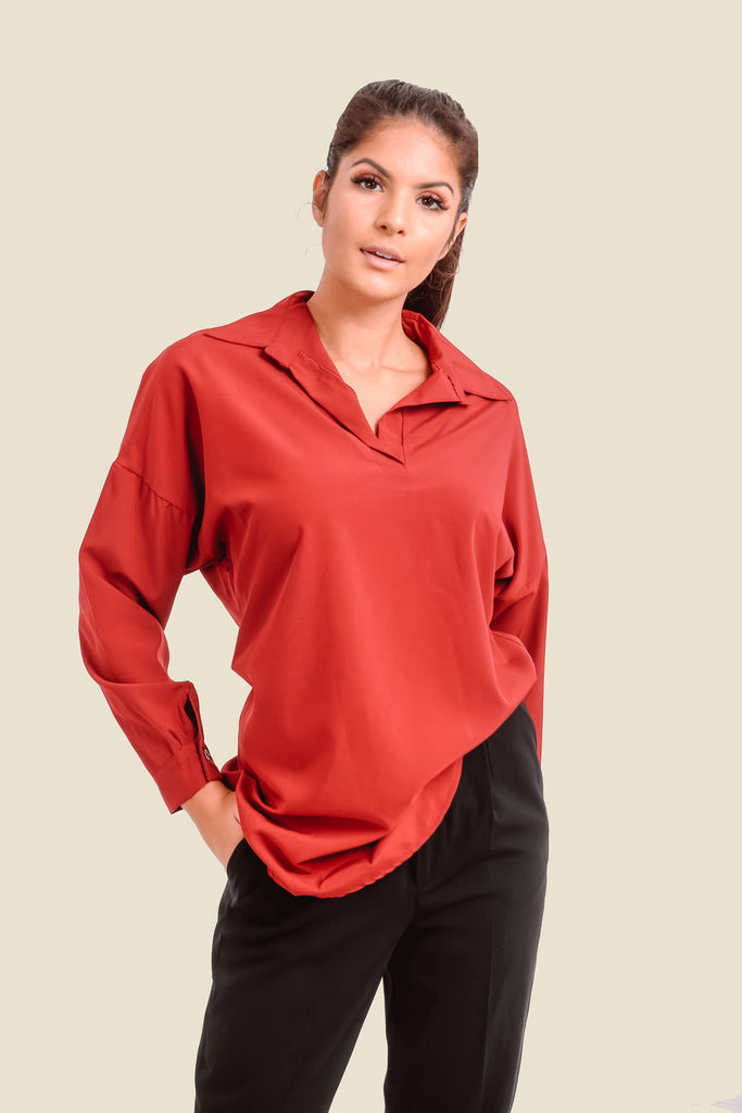 Red Oversized Long Top