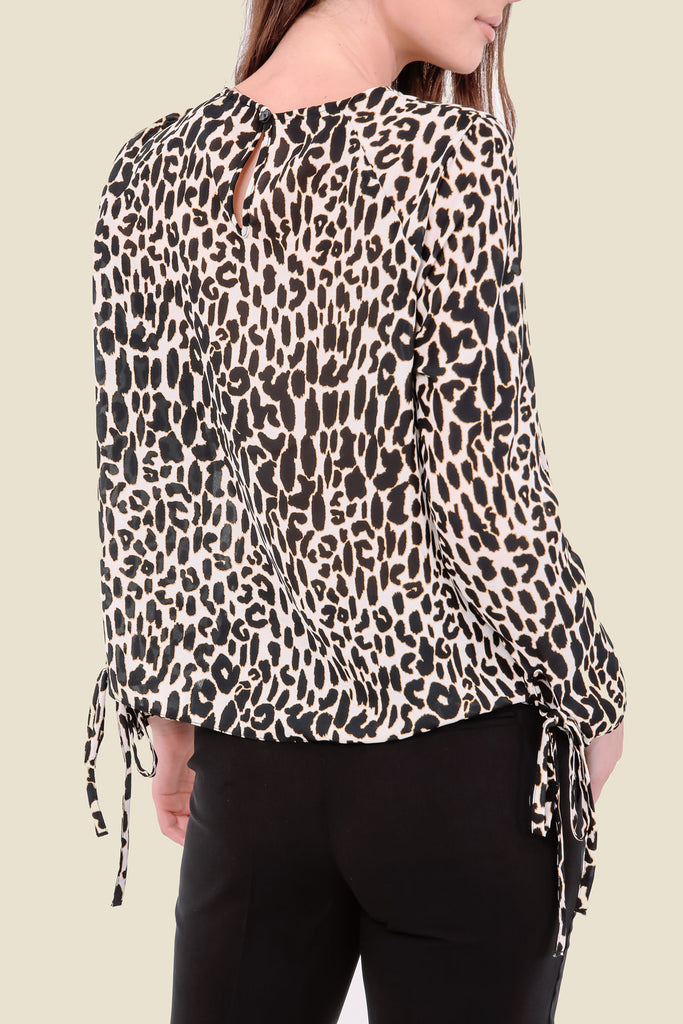 White Long Sleeve Leopard Print Top