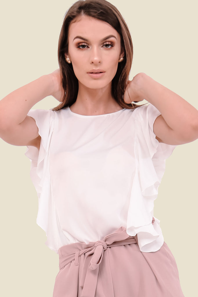 White Frill Silky Top