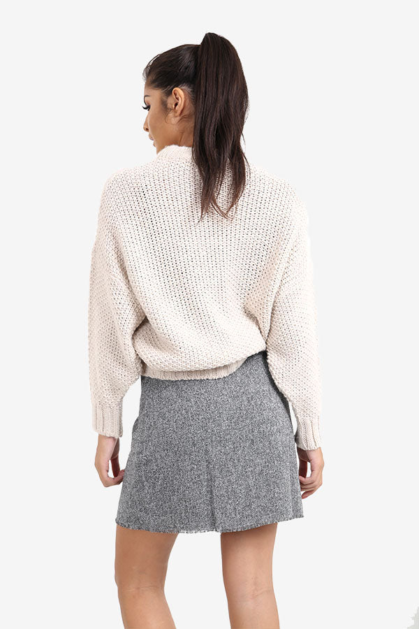 Beige Knitted Round Neck Jumper