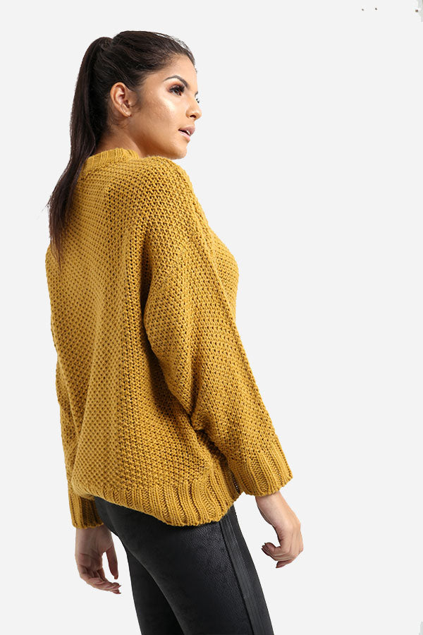 Mustard Knitted Round Neck Jumper