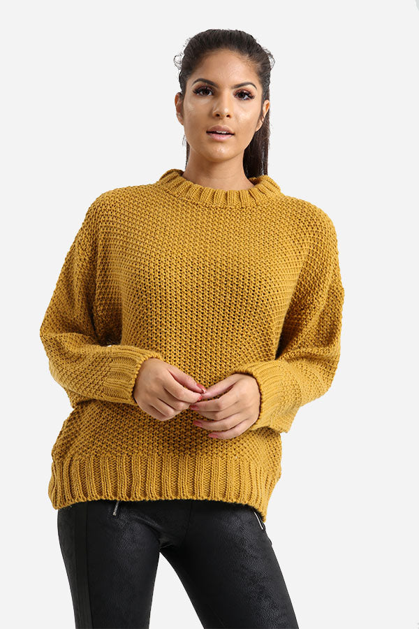 Mustard Knitted Round Neck Jumper