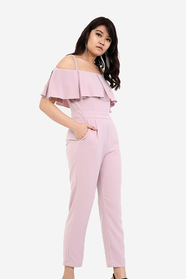 Lavender Jumpsuit With Noodle Straps