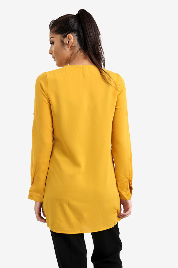 Yellow Long Side Tie Top