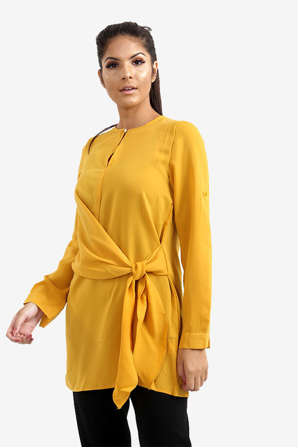 Yellow Long Side Tie Top