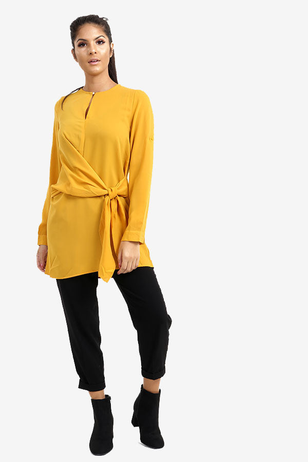 Yellow Long Side Tie Top