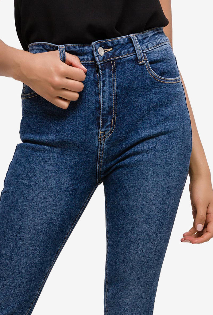 High Waisted Ankle Grazer Mom Jeans