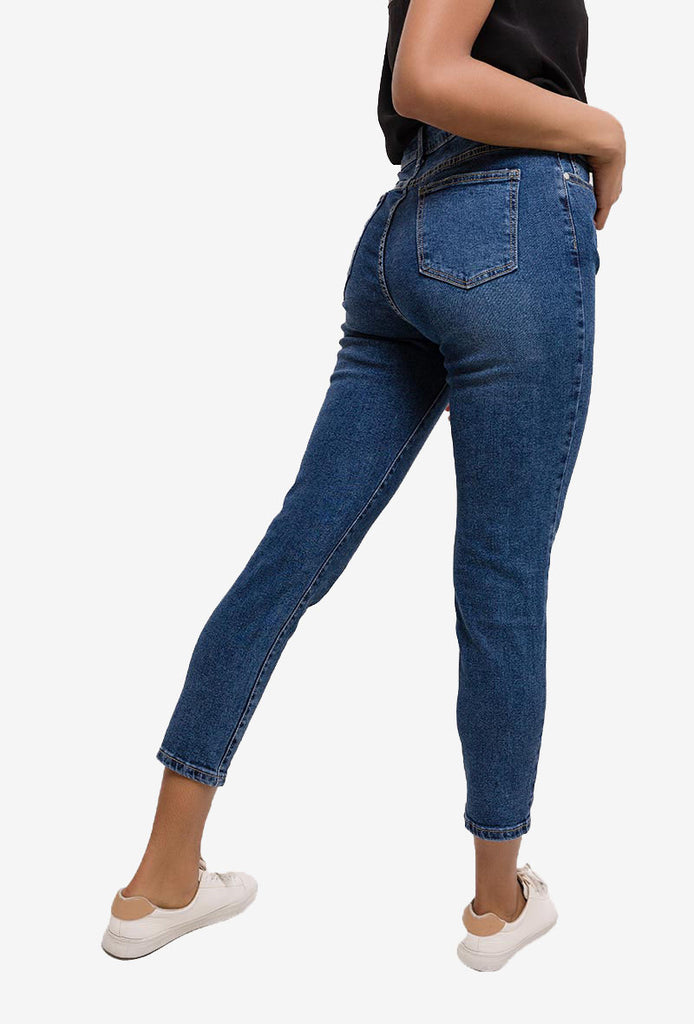 High Waisted Ankle Grazer Mom Jeans