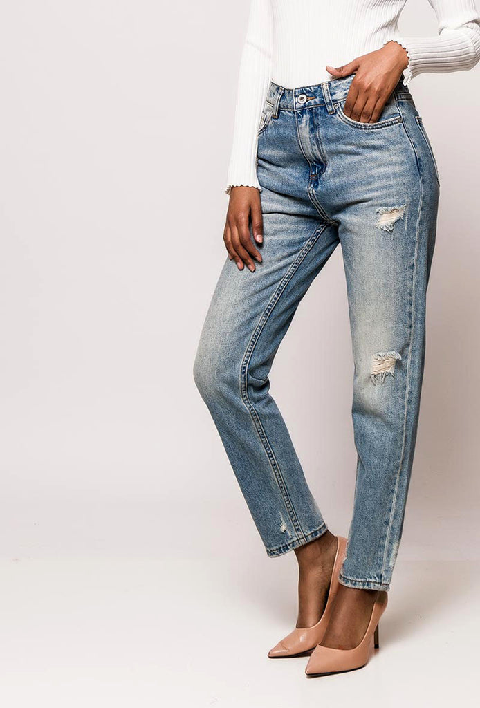 Light Blue High Waisted Mom Jeans