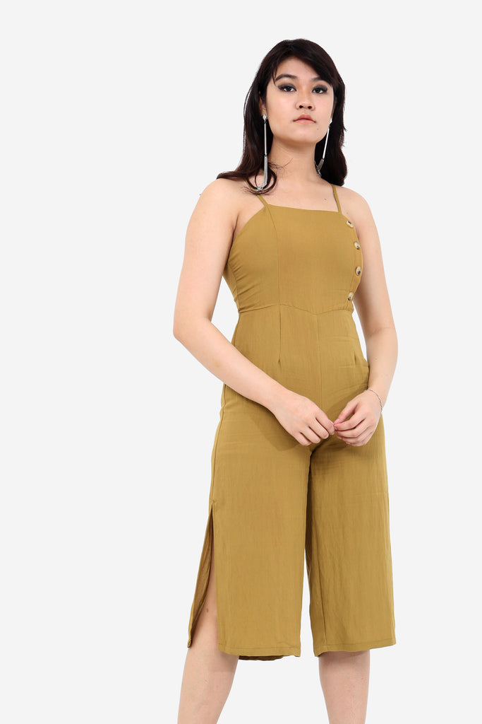 Olive Side Button Jumpsuit