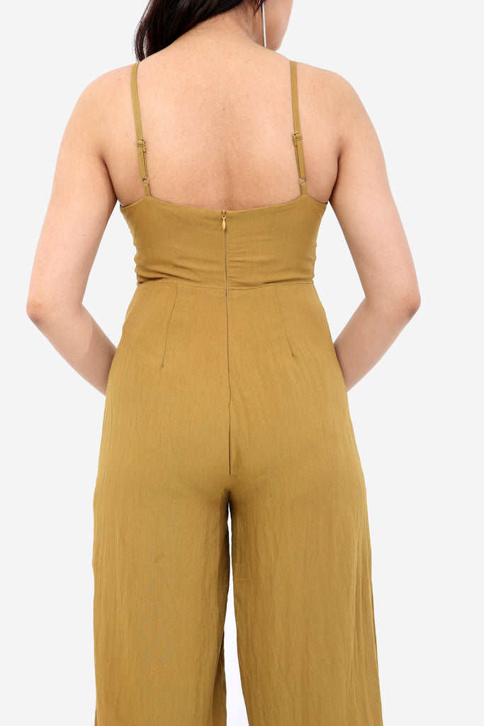 Olive Side Button Jumpsuit