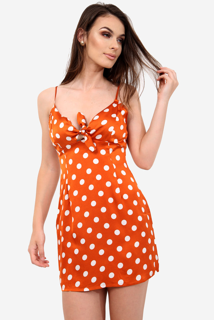 Orange Polka Dot Mini Dress