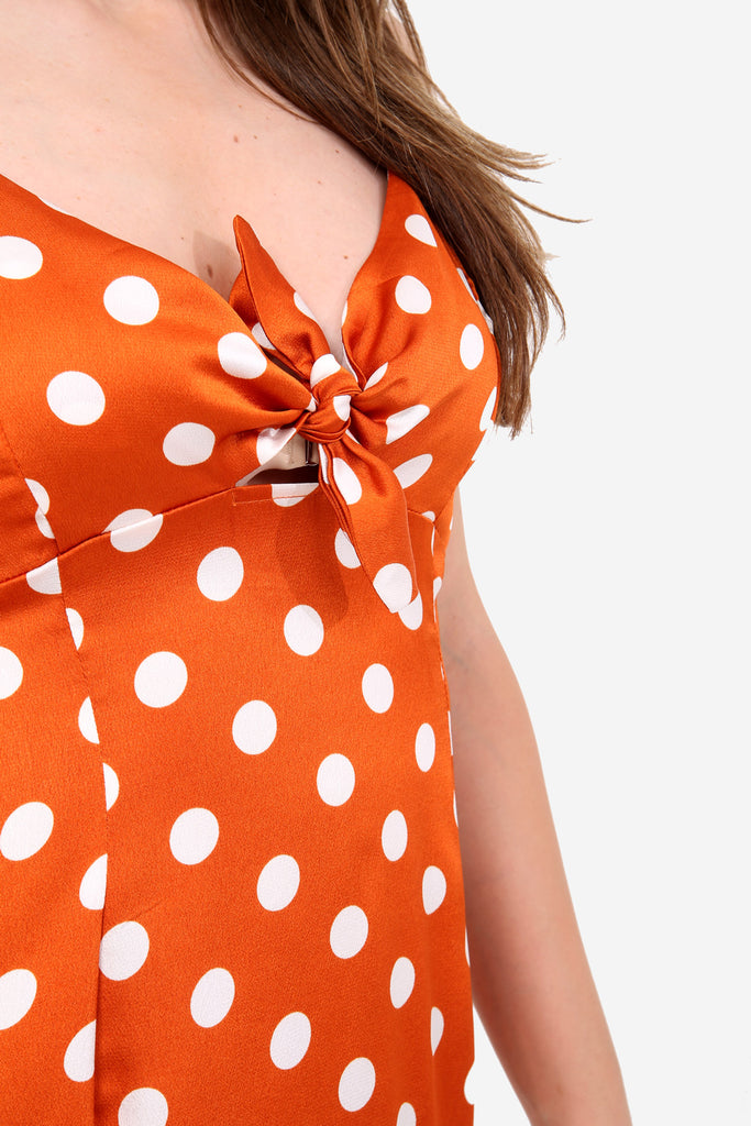 Orange Polka Dot Mini Dress