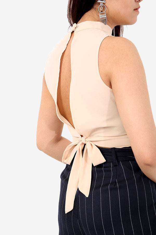 Nude Tie Back Top