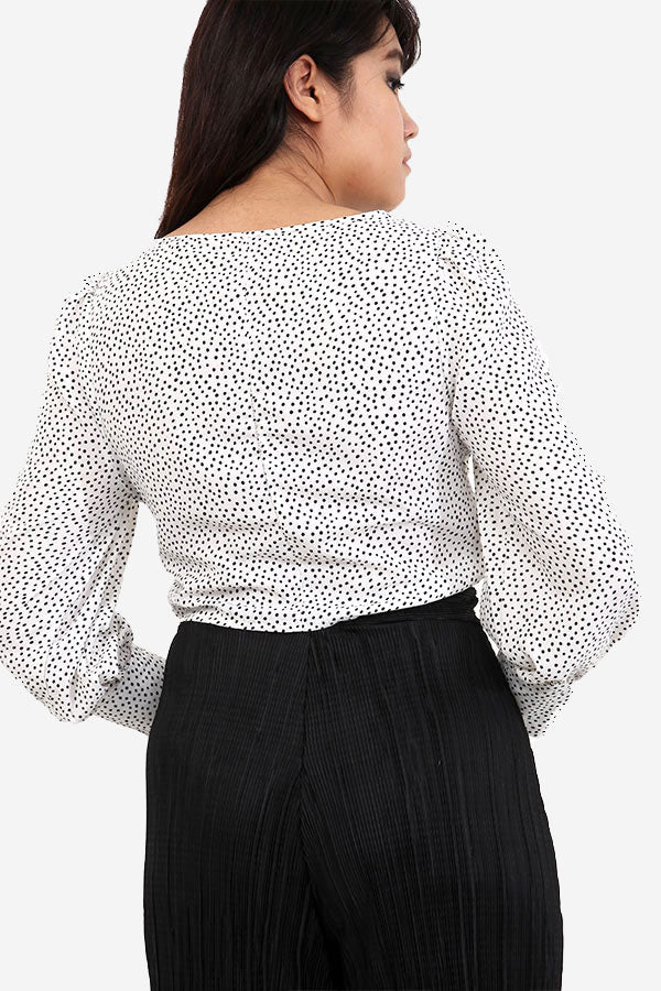 Polka Dot Tie Waist Top